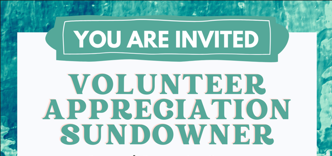 Volunteer Appreciation Sundowner: 18 May